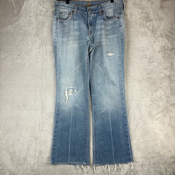 7 For All Mankind Denim - 7‎ For All Mankind Lowrise Bootcut Jeans Distressed 29 100% cotton USA